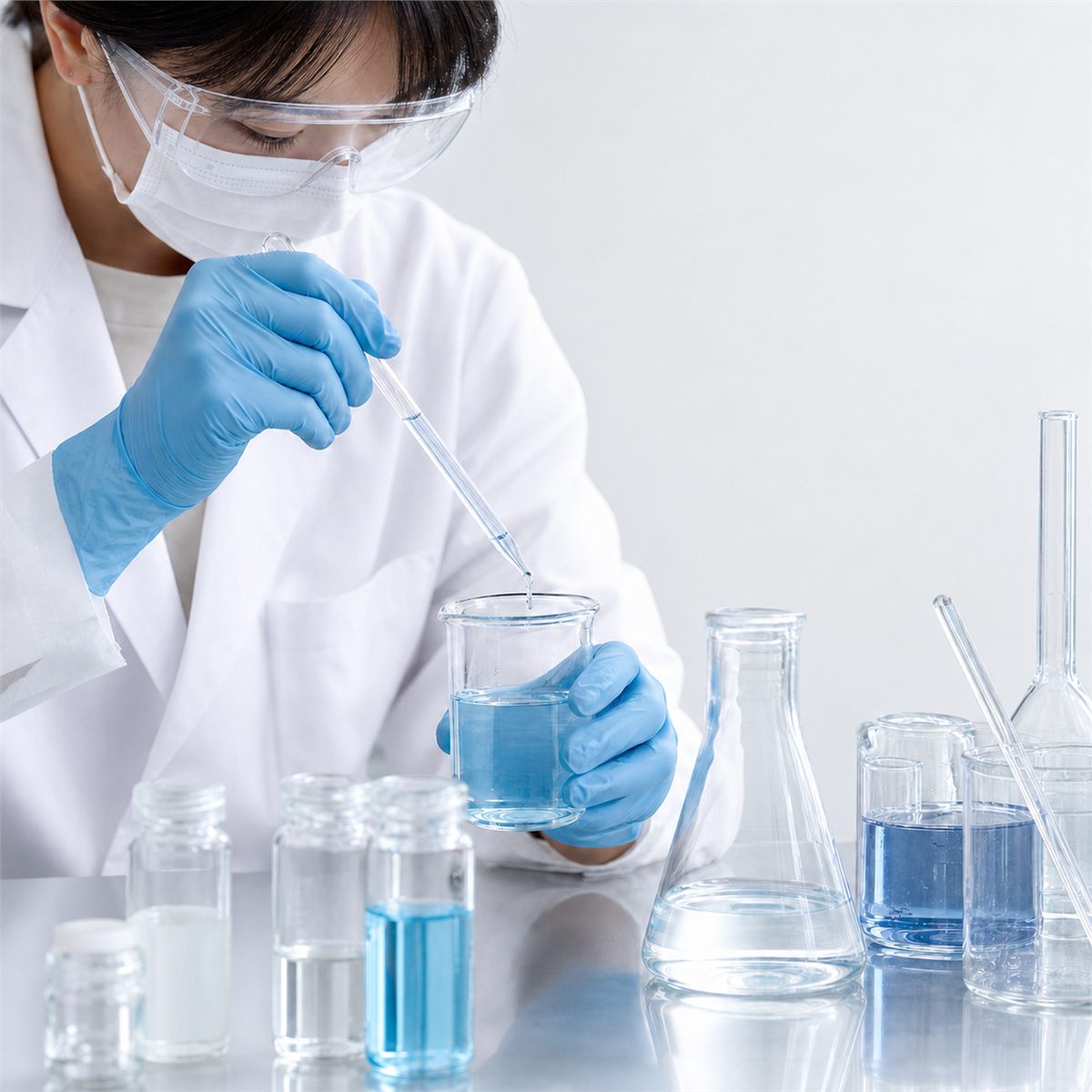 洗剤ボトルと実験器具
